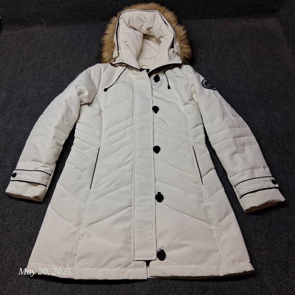 Orolay Womens Quilted Thickned Down Long Coat Size XS White Hooded